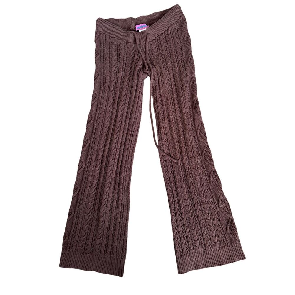 Edikted Brown Cable Knit Flare Pants